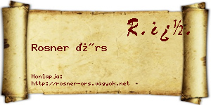 Rosner Örs névjegykártya